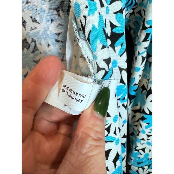 Diane Von Furstenberg New Julian Two Wrap Dress Garden Daisy Azure Blue Size 4 - Picture 7 of 9
